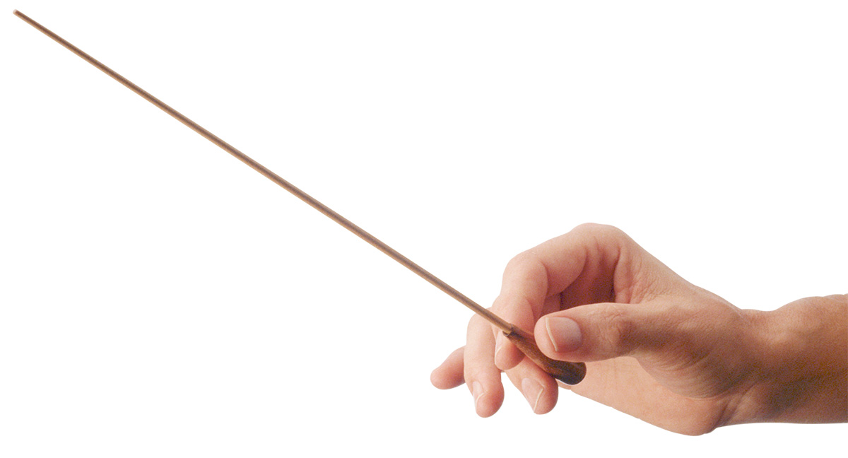 Image of conductor holding a baton.