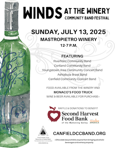 Winds at the Winery - Community Band Festival - benefitting Second Harvest Food Bank of The Mahoning Valley